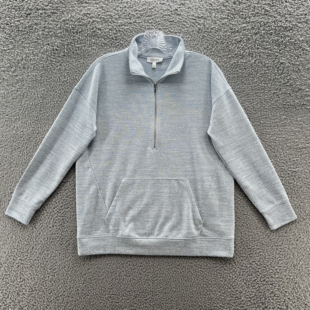 Haven Well Within Sweater Womens XS Blue Heathered Casual 1/4‎ Zip Pullover
